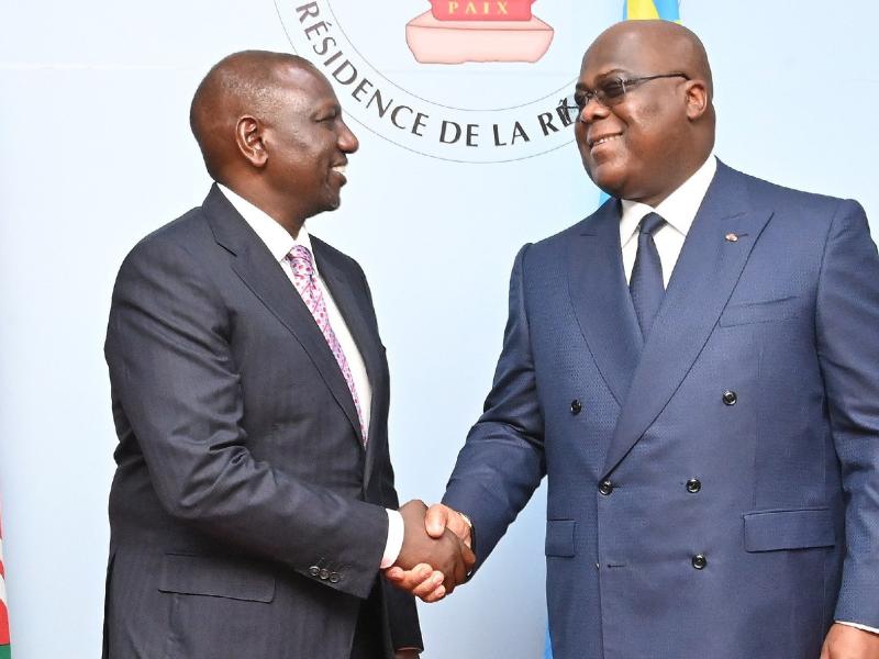 William Ruto et Félix Tshisekedi à Kinshasa