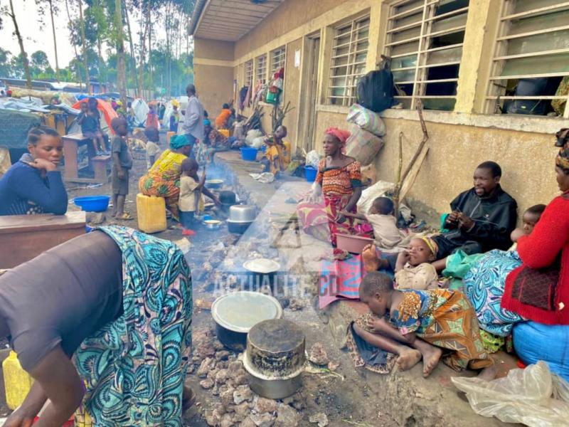 les déplacés dans une école à Nyiragongo.