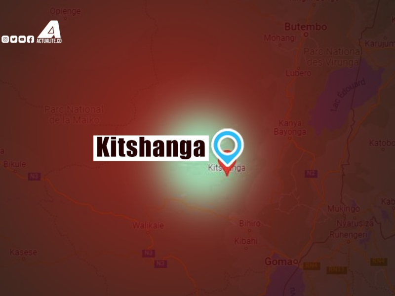 Localisation de la cité de Kitshanga sur carte du Nord-Kivu