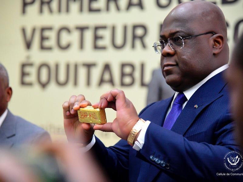 Première expédition d'Or équitable Congolais vers les Émirats Arabes Unis. Cérémonie présidée le 13 janvier 2023 par Félix Tshisekedi