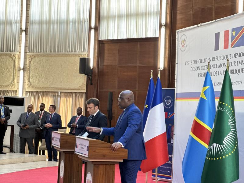 Emmanuel Macron et Félix Tshisekedi à Kinshasa