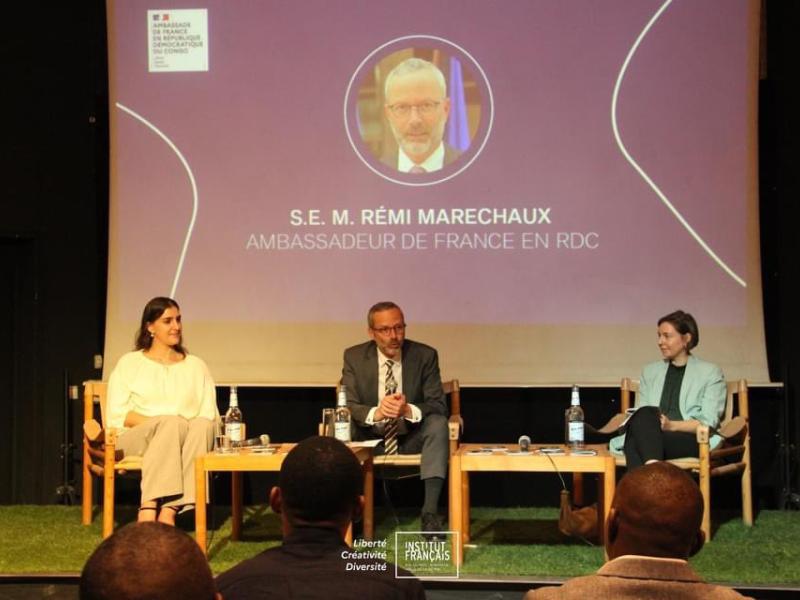 Rémi Maréchaux, Ambassadeur de France en RDC, Dr. Justine Martin & Inès Negrini (Campus France  RDC)