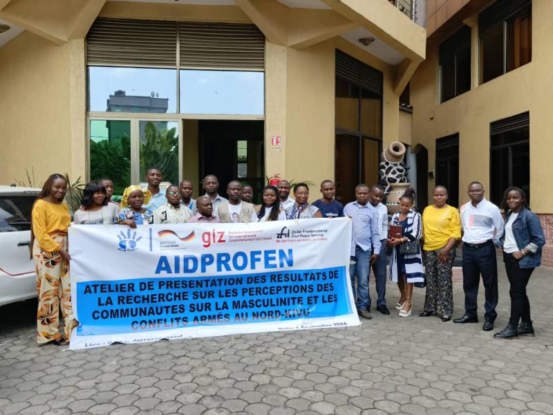 Présentation des résultats de la recherche sur les perceptions des communautés sur la masculinité et les conflits au Nord-Kivu par Aidprofen, vendredi 6 septembre 2024 