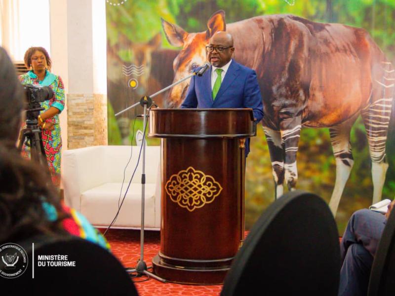 Didier M'piamba, ministre national du Tourisme, au forum sur la validation de la politique nationale du tourisme, le 10 septembre 2024