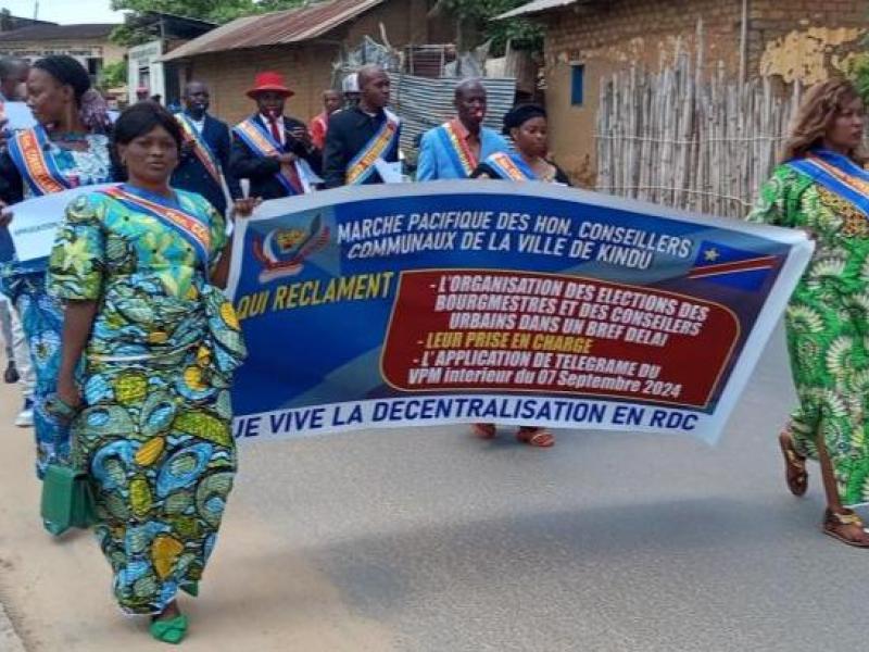 Manifestation des conseillers communaux à Kindu/Ph droits tiers