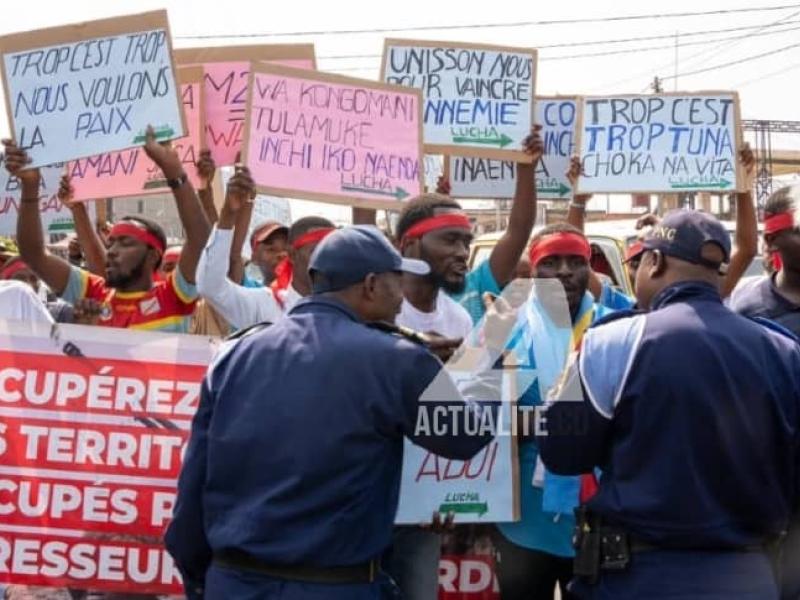 Les militants de Lucha lors de la manifestation ce jeudi 9 janvier à Goma